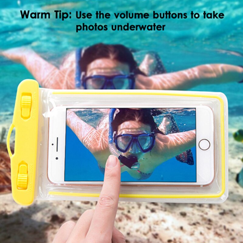 Svømmetasker vandtæt taske med lysende undervandsposetelefonetui til iphone 6 6s 7 universal alle modeller 3.5 tommer  -6 tommer