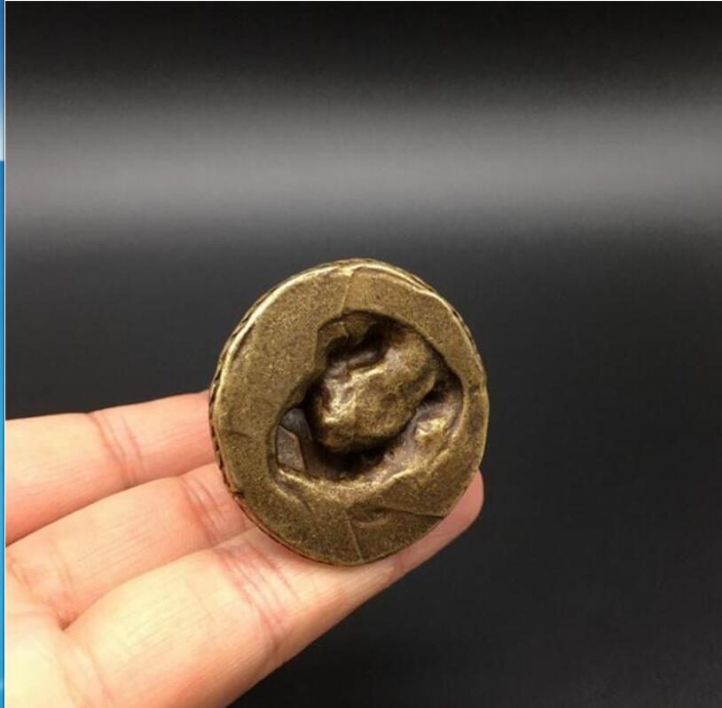 Copper statue Collection Chinese Brass Carved Zodiac Animal Dog Wealth Dog Watchdog Exquisite Small Statues