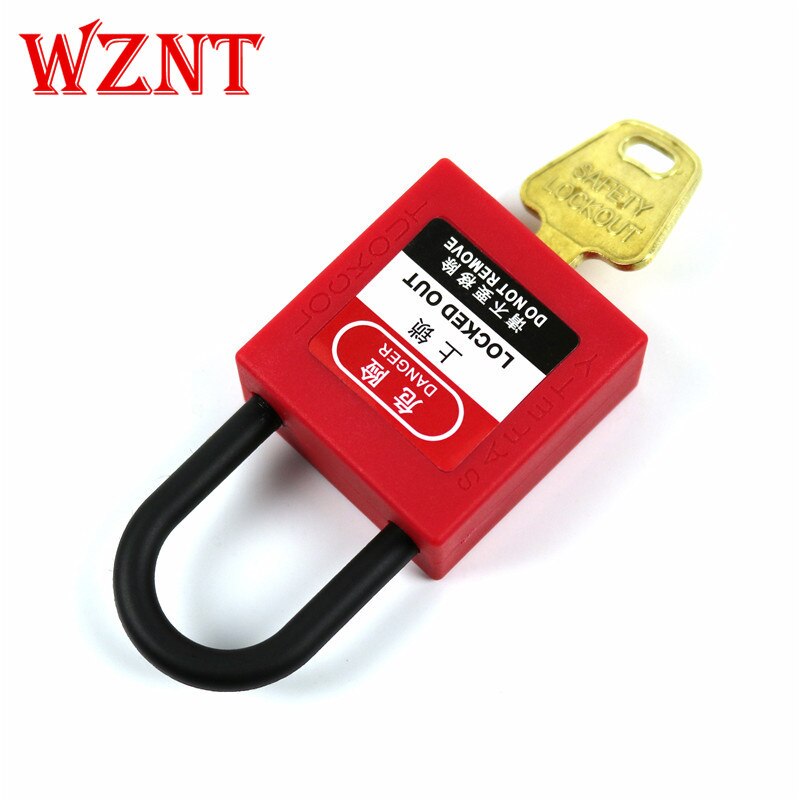 NT-26P 4mm 26mm red thermoplastic plastic nylon shackle safety lockout padlock with copper cylinder key