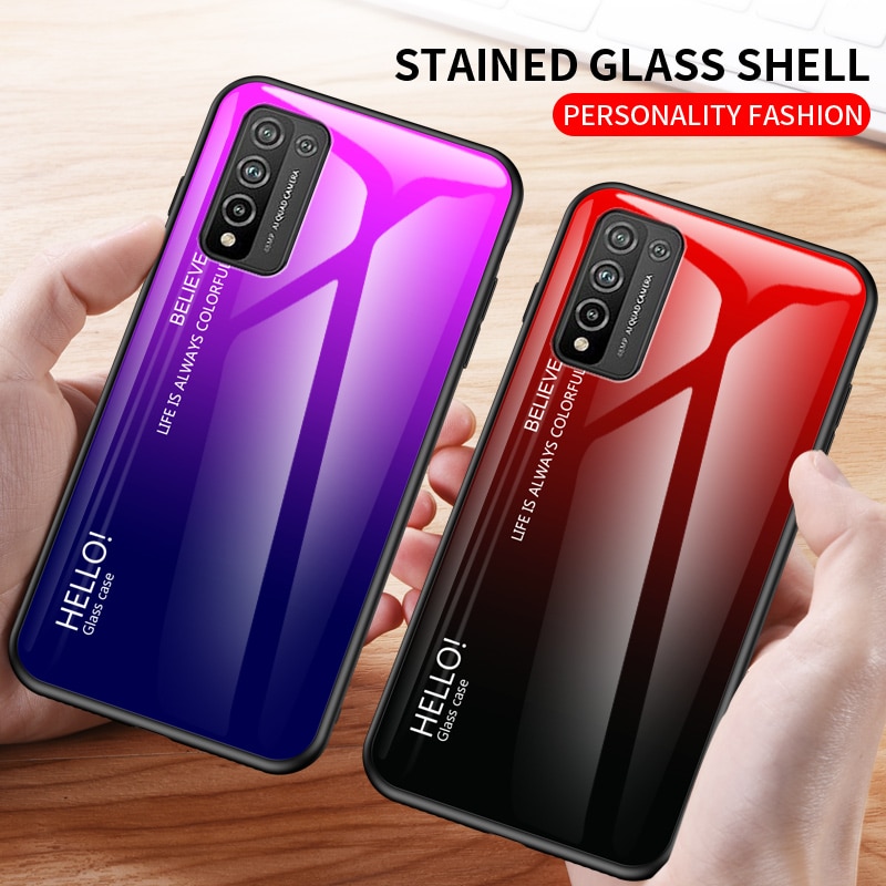 MAKAVO per Huawei Honor 10X Lite coperchio coperchio per telefono Honor 10X Lite in vetro temperato sfumato di lusso per Fundas