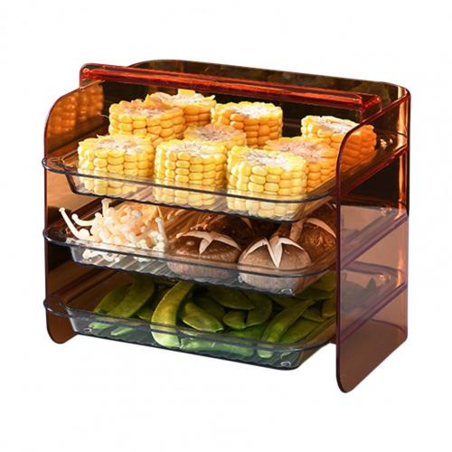 Kitchen Preparation Plate Organizer 3-Layers Cooking Dishes Tray Multi-functional Wall Mount Racks Kitchen Supplies Storage Set: Orange