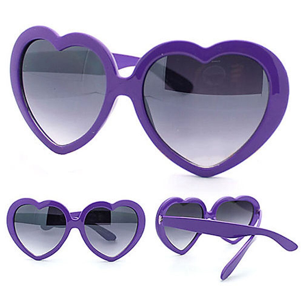 Sjove hjerteformede solbriller kvinder sommer retro kærlighed hjerteform solbriller damer shopping solbriller driverbriller: Lilla