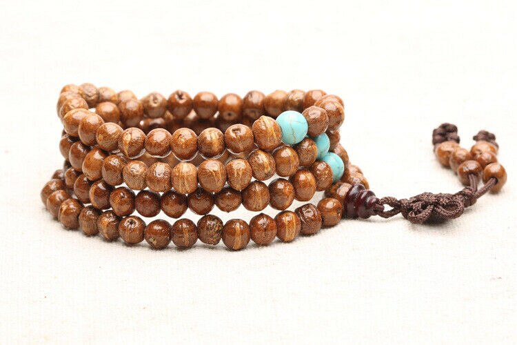 7mm Tibetaans Boeddhisme 108 Kleine Houten-vis Bodhi Zaden Mala Ketting