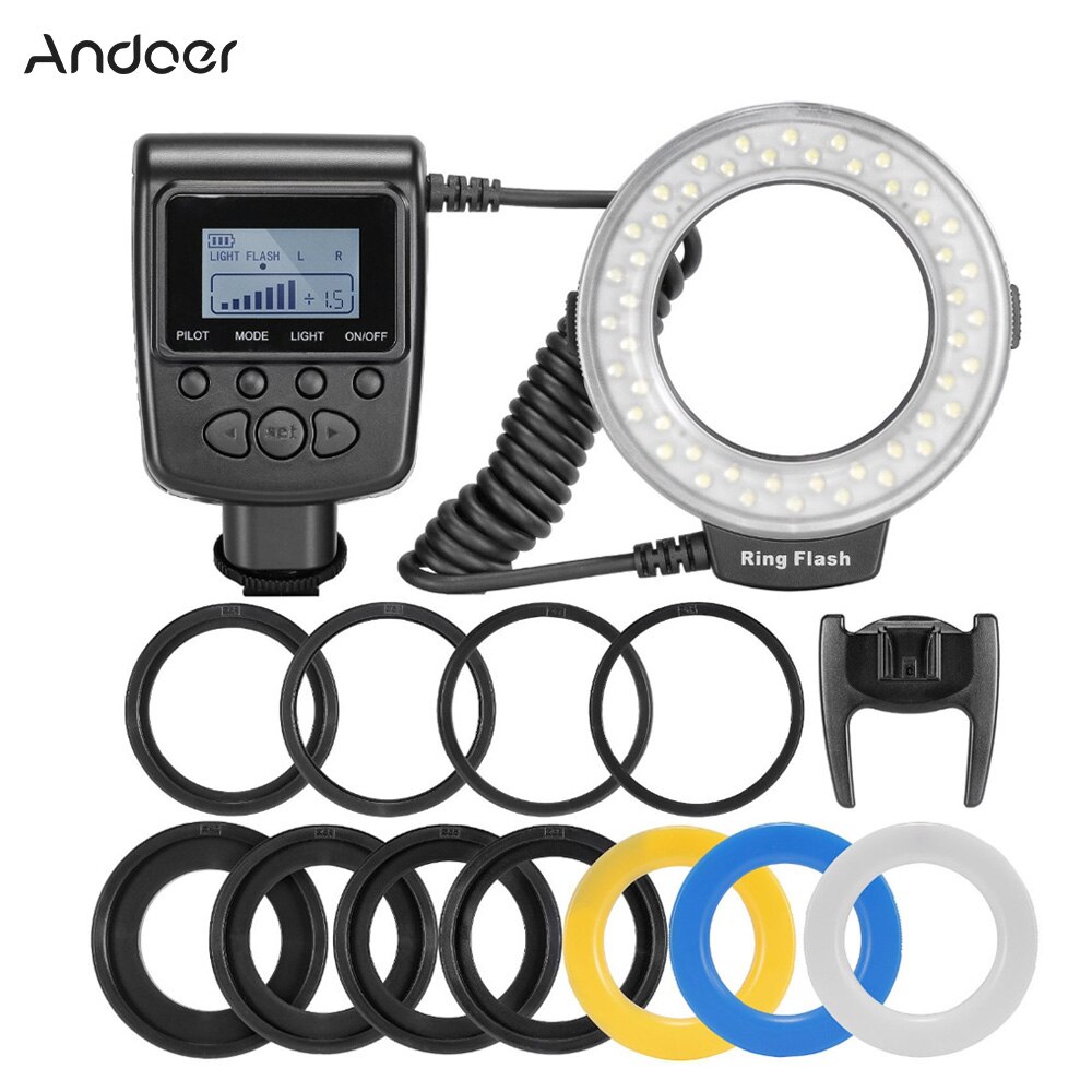 Andoer RF-550D Mini Camera Flash Macro 48 Leds Ring Flash Light Voor Canon Nikon Pentax Olympus Dslr Camera 'S