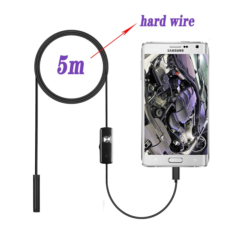 7mm Endoskop Kamera Flexible IP67 Wasserdichte Micro USB Inspektion Endoskop Kamera für Android PC Notebook 6LEDs Einstellbare: 5m hard wire