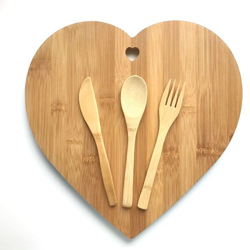 Wood Cutting Board With Bamboo Kitchen Utensil Set: A