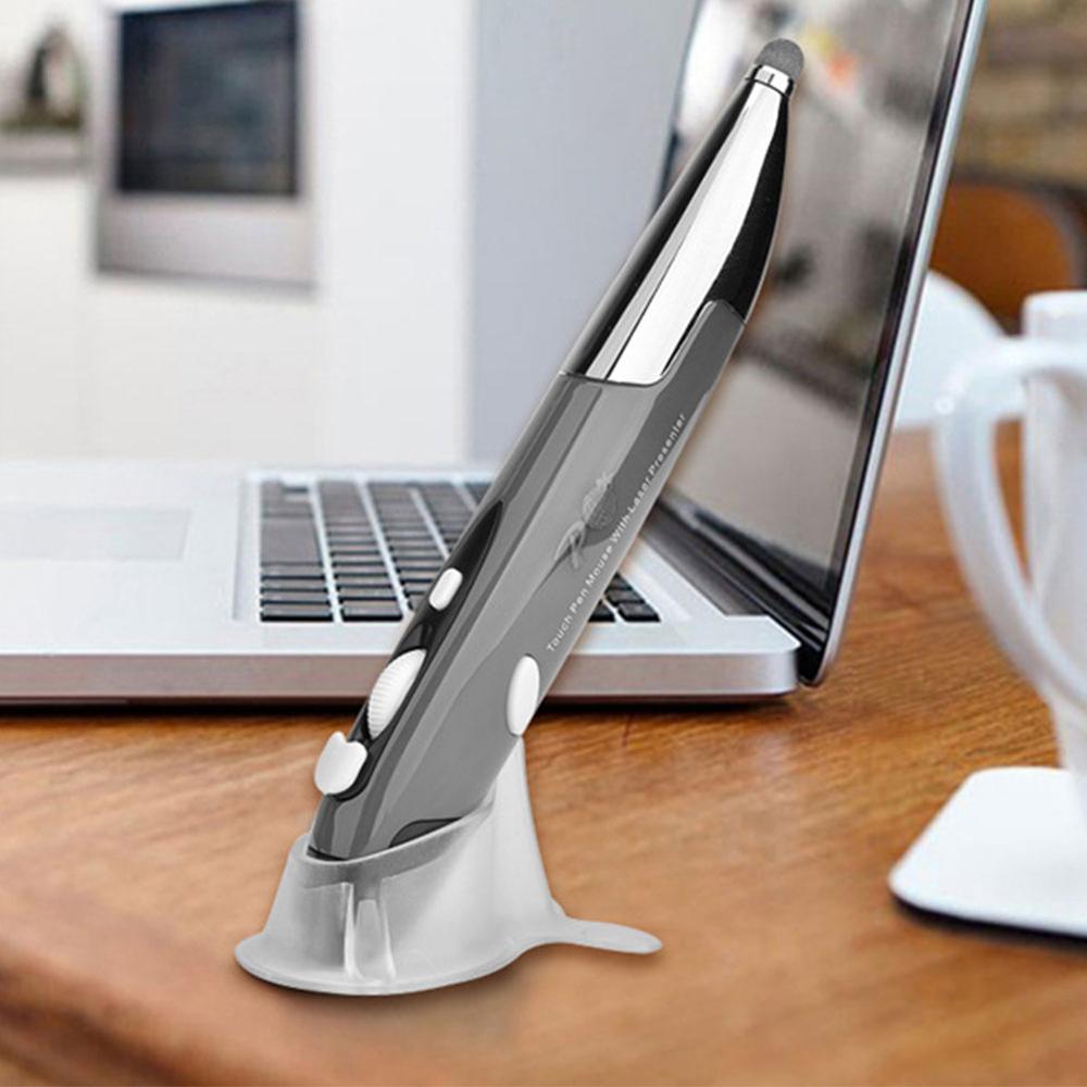2.4G Wireless Mouse Adjustable 1600DPI Pen Mouse USB Optical Air Mouse Presenter Pen Mini Mice Capacitive Pen for Tablet Laptop: Gray