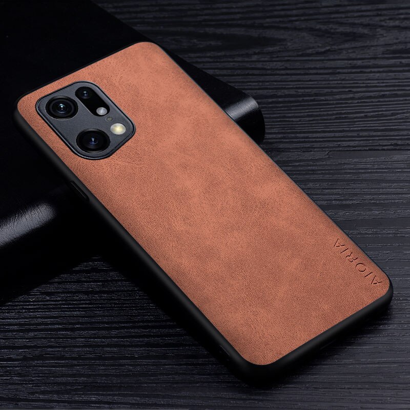 Funda de teléfono de cuero PU Premium para OPPO Find X5 Pro X3 Pro N, carcasa de Color sólido resistente a los arañazos para OPPO Find X5 Pro: Find X5 Pro / Brown