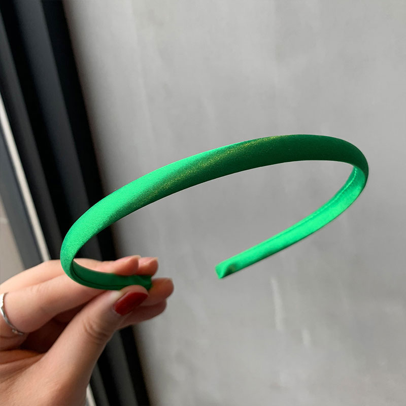 Diadema de satén rojo, azul y verde para mujeres y niñas, banda para el cabello para niños, accesorios para el cabello elásticos finos de Color sólido, tocado: Verde