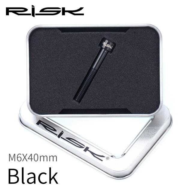 RISK Titanium Bolts M6 x 30 35 40 50mm Allen Key MTB Road Bike Taper Head Screw Bicycle Headset Cap Fixing Bolts Rainbow Gold: m6x40mm Black