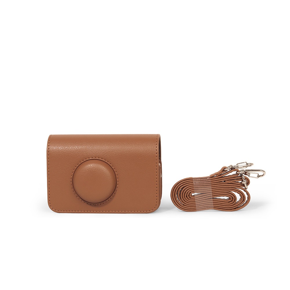 PU Leather Camera Bag with Shoulder Strap Anti-Scratch Protective Cover Solid Color Shockproof for KODAK EKTAR H35/F501/F9: plum