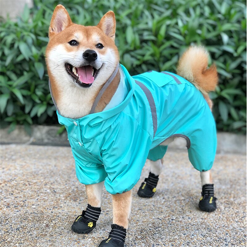 Welsh Corgi Dog Raincoat Poodle Bichon Frise Schnauzer Shiba Inu Dog Clothes Waterproof Clothing Jumpsuit Pet Outfit Rainwear