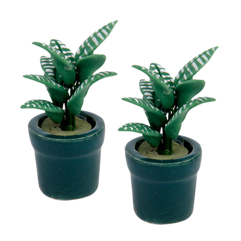 2 Pieces 1:12 Dollhouse Garden Yard Green Plants Set Mini Landscape Toy