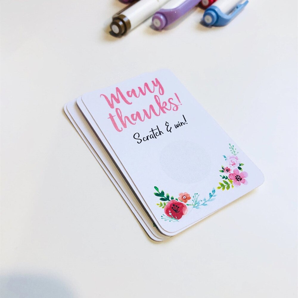 Tarjetas de agradecimiento personalizadas, tarjetas de visita callejeras de Color, tarjetas para rascar, pegatinas florales para negocios, tarjeta de redes sociales personalizada