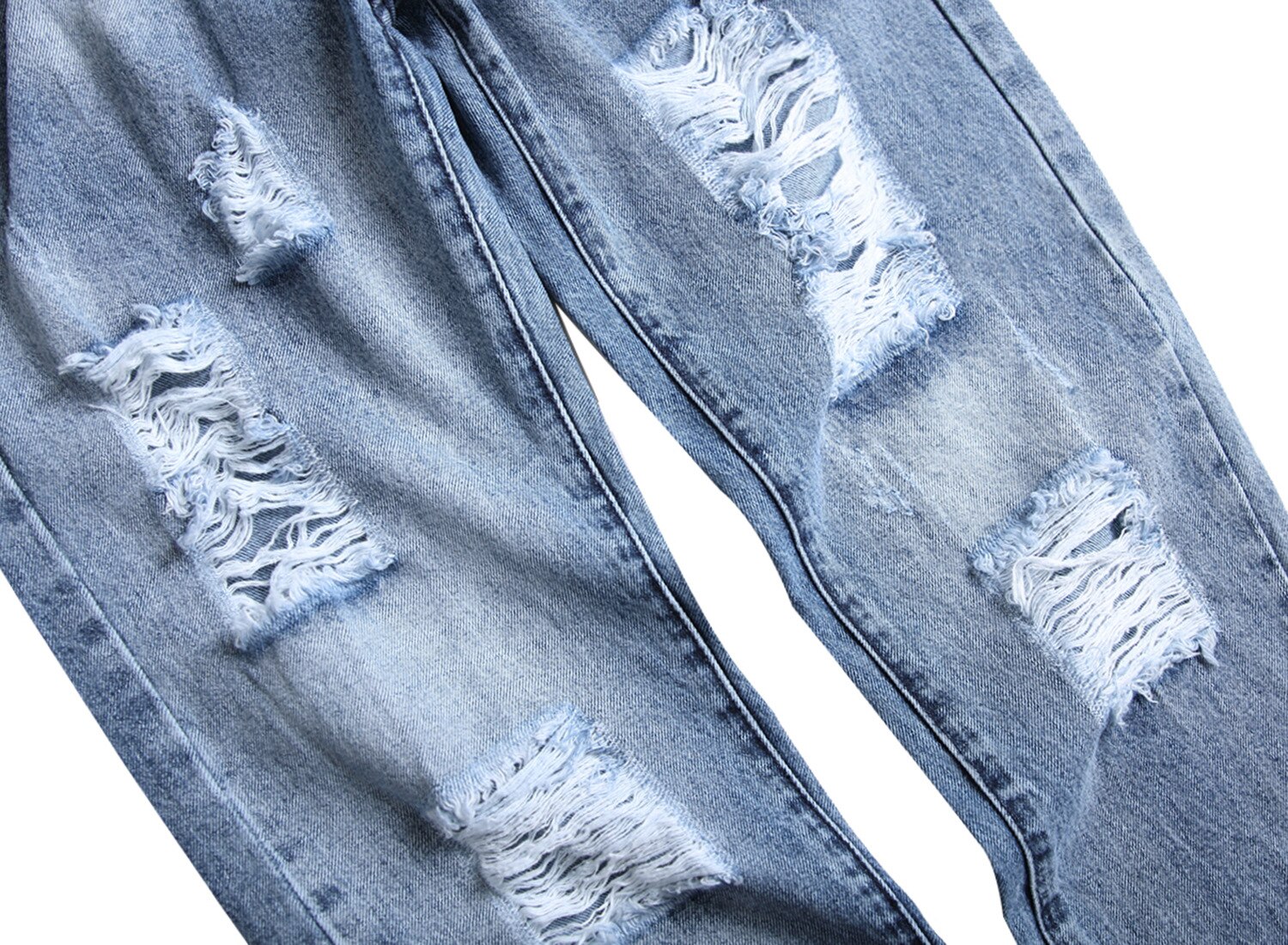 Mens Ripped Hole Jeans Casual Slim Skinny Blue Jeans para hombre Men Trousers Male Hip hop Denim Pants