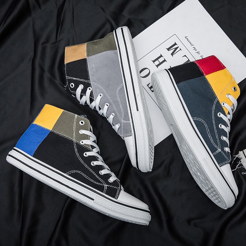 Luozheke high top sneakers herre lærred sko efterår vulkaniseret sko drenge sneakers klassiske unisex sneakers forår sko mand
