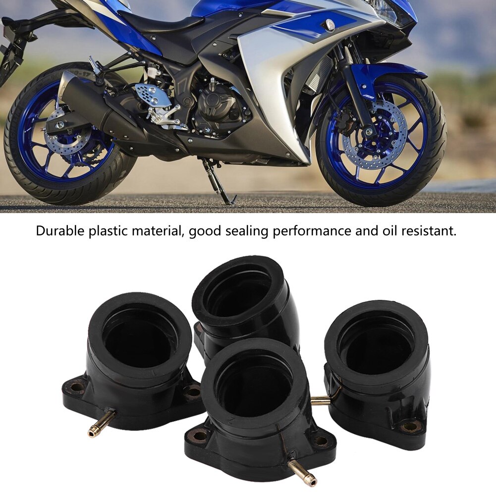 4Pcs Motorcycle Black Plastic Carburetor Manifold Intake Adapter Joint Boot for YAMAHA XJ1100 XS1100 XS1100L