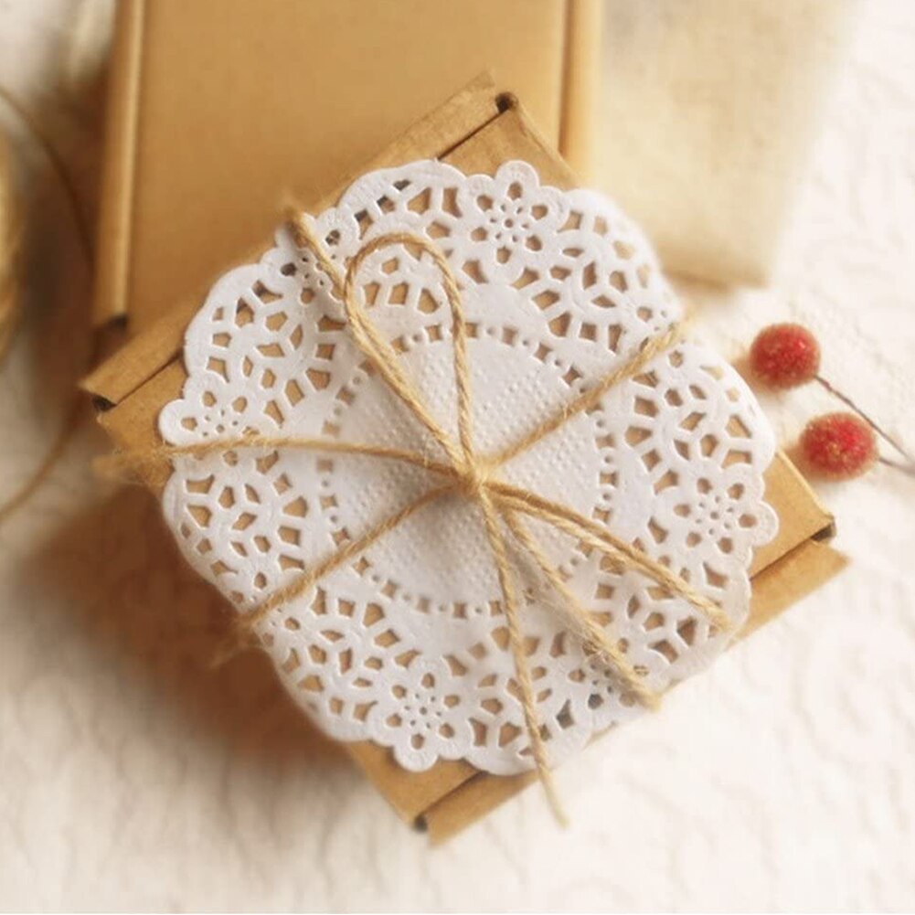 100 PCS Oil-absorbing Paper White Lace Round Paper Doilies Cake Packaging Pads Wedding Tableware Decoration