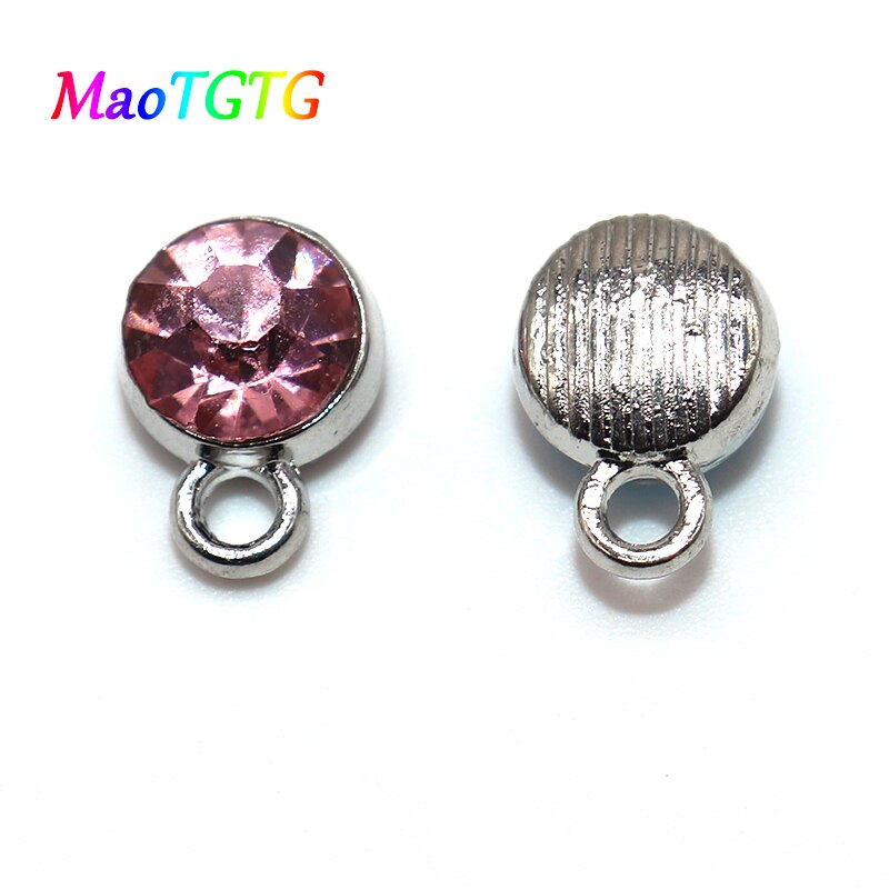 30/50 stks/partij Mode Kristal Charmes Hanger Voor Sieraden Maken Hanger Ketting Earring 7mm Blauw Roze Crystal Charms