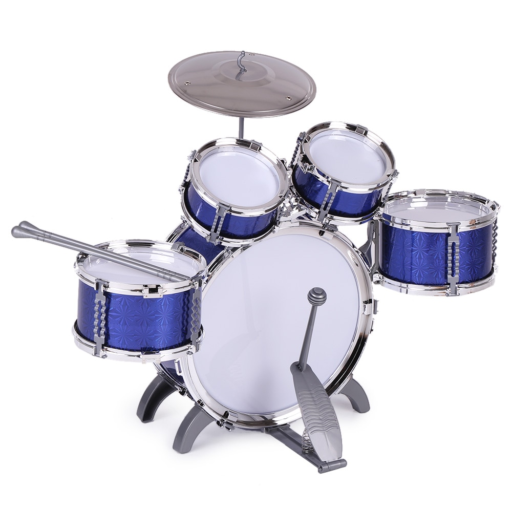 Beginners Kids Drum Set Muziekinstrument Speelgoed 5 Drums Met Kleine Cimbaal Kruk Drum Sticks Voor Jongens Meisjes