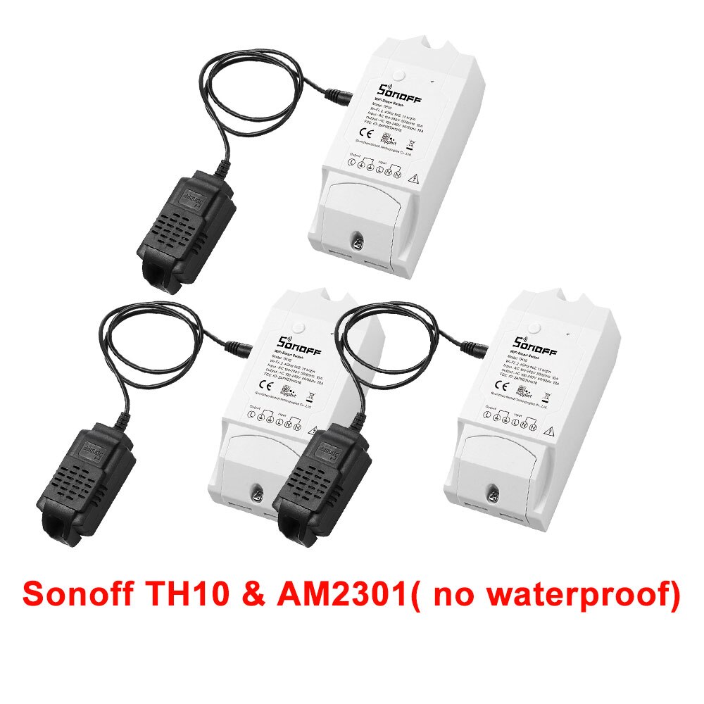 Sonoff-controlador inteligente Itead TH10 10A con Wifi, Control remoto de temperatura y humedad, Sensor de Monitor a través de eWeLink, funciona con Alexa IFTTT: 3PCS TH10 AM2301
