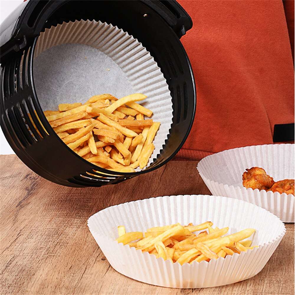 25/50/100pcs Friteuse à Air Jetable Papier Doublure Tapis Anti-Adhésif Papier Vapeur Tapis de Cuisson Cuisine AirFryer Outils Accessoires De Cuisson