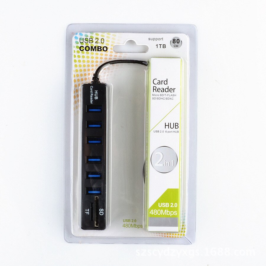 USB Hub 8 Port Expander Adapter Multi USB Splitter Portable HUB High Speed 8 in1 2.0 Hab TF SD Card Reader All In One For PC