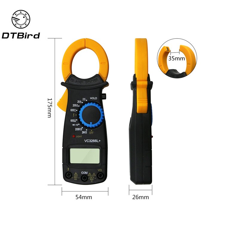 VC3266L LCD Digital Clamp Multimeter AC DC Volt Voltage Amp Ohm Electronic Tester Meter Live Wire Identification DT6