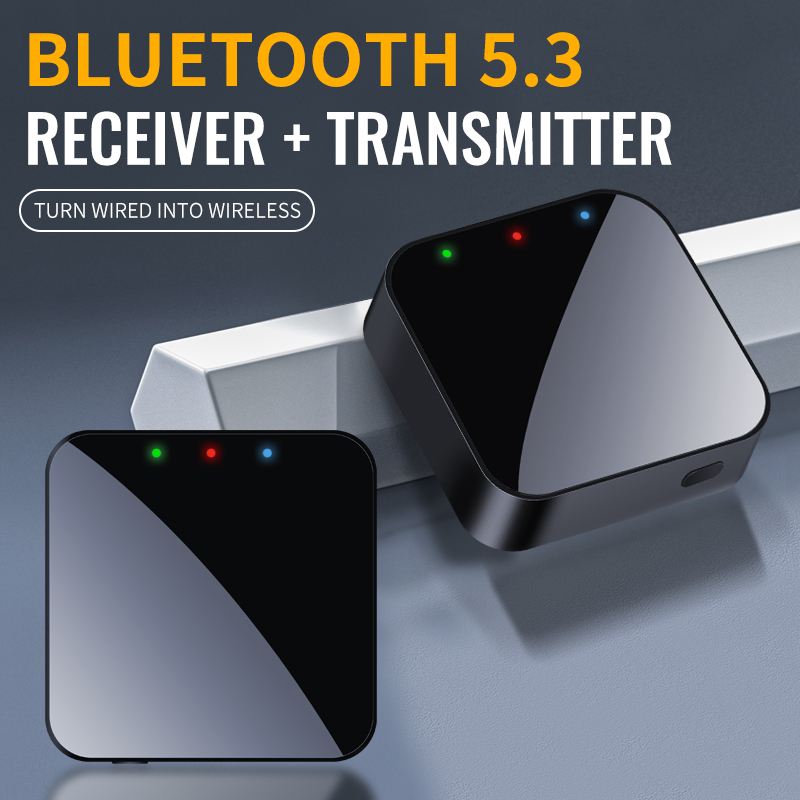 Bluetooth 5.3 Audio Transmitter and Receiver 2 In 1 Wireless 3.5mm Aux Audio Adapter Bluetooth Transmitter for TV Car Headphones