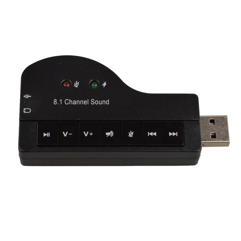 USB Sound Card Virtual 8.1 Channel 3D Audio Adapter With LED Light for Desktop Laptop Notebook Computer