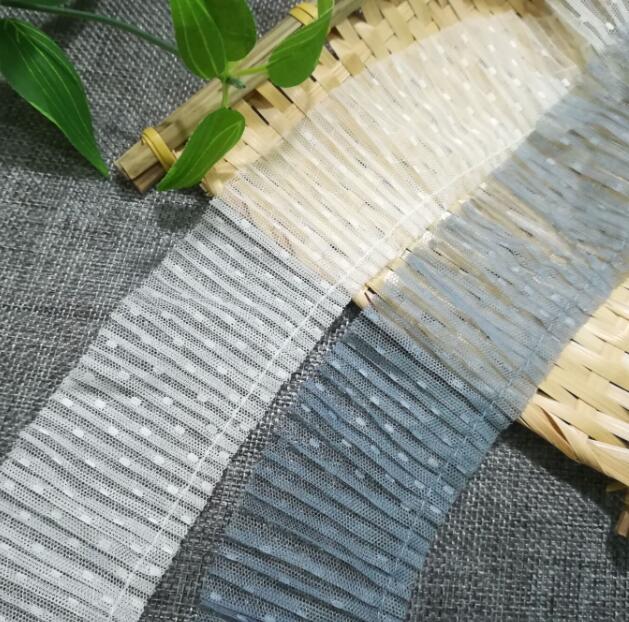 1Yards Geplooide Guipure Chiffon Kant Stof Breed 5Cm Dot Kant Trim Applique Kraag Lint Veters Jurk Naaien Ambachten dentelle Q01