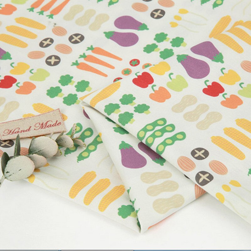 Tela de algodón con estampado de frutas y verduras para niños, tela lisa de importación de media yarda, hecha a mano, DIY, T1237
