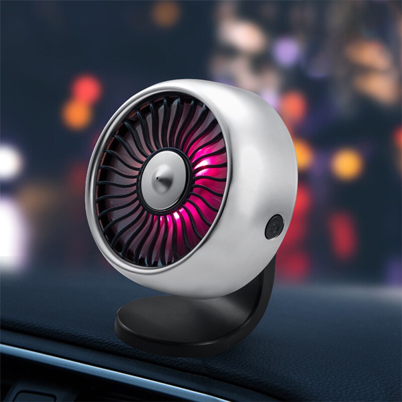 Electric Car Fan 360 Degree Rotatable 3 Speed Dual Head Car Auto Cooling Air Circulator Fan: Silver