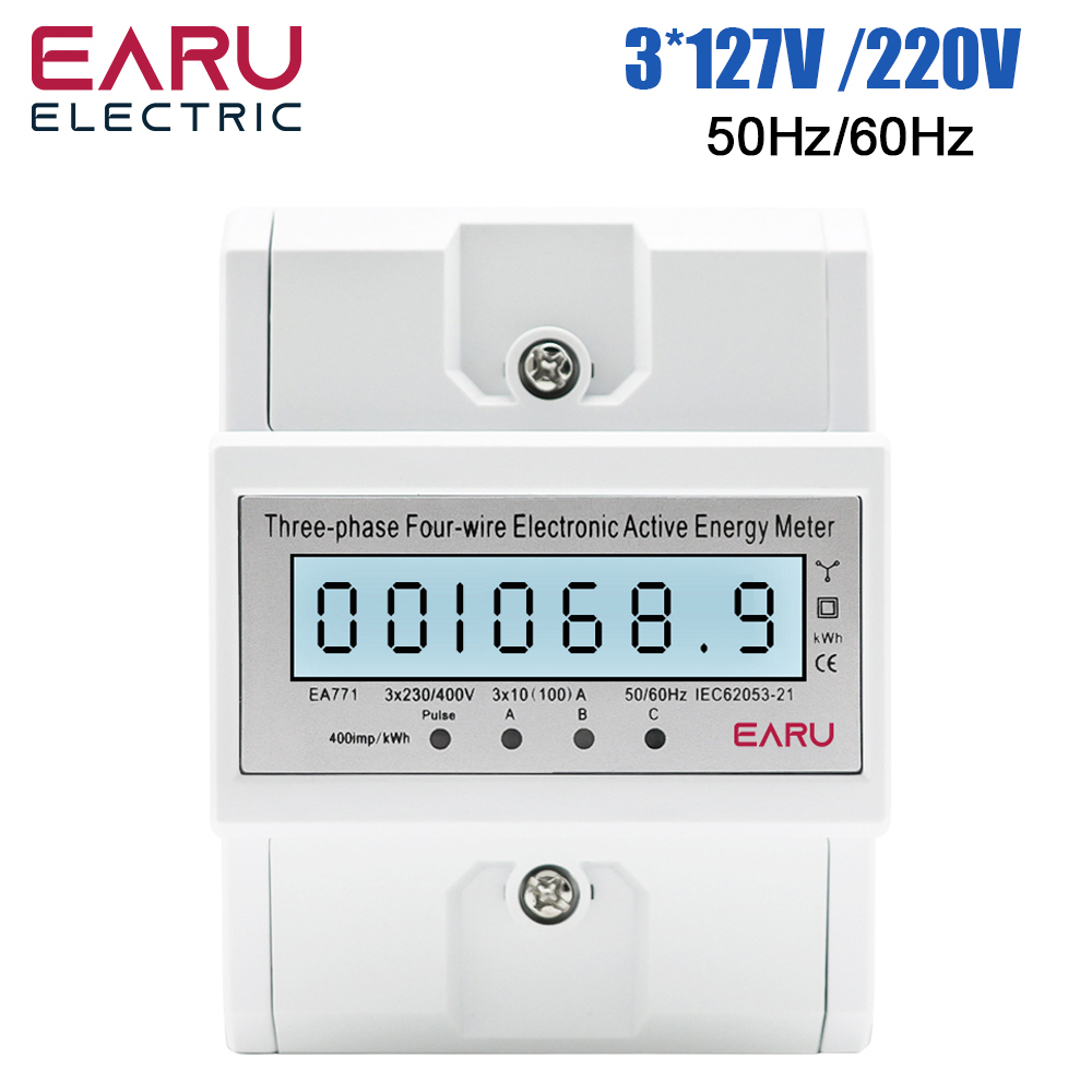 Din Rail AC 230 380V 3 Phase 4 Wire Energy Meter P... – Grandado