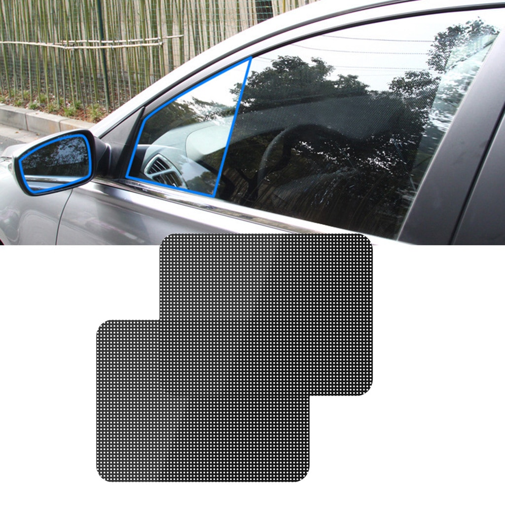 2 Pieces Car Window Mesh Film Sunshade Sun Shade Sticker PVC Shied Black