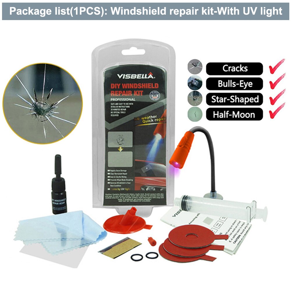 VISBELLA Car Windshield Repair Kit DIY Window Repair Tool Windscreen Glass Scratch Crack Restore Renewal Window Screen Polishing: Windshield 1