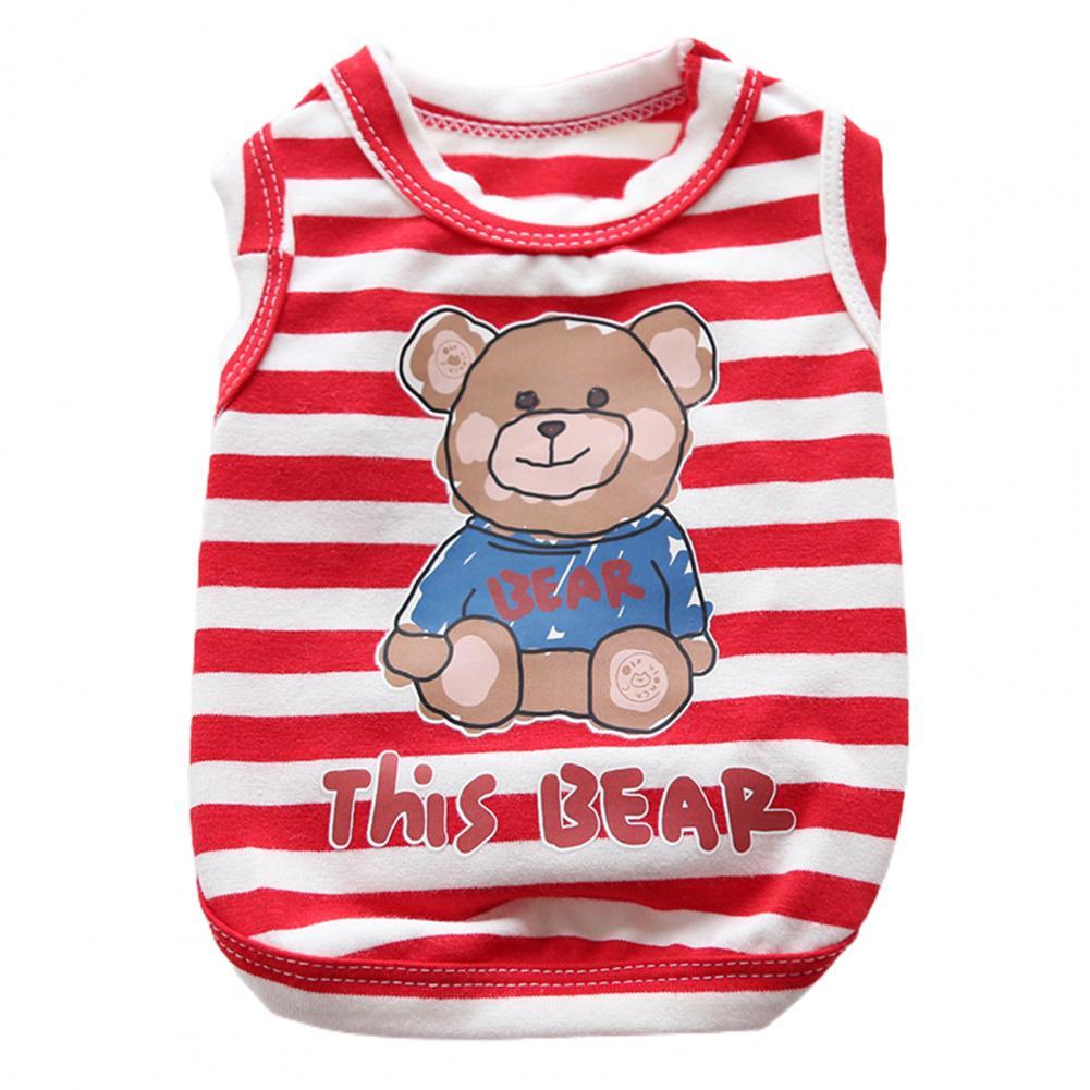 Nuttig Hond Mouwloos Shirt Voorkomen Benauwdheid Dierbenodigdheden Huisdier T-shirt Hond Shirt Gestreepte Patroon Voor Home Hond Vest: Rood / XL