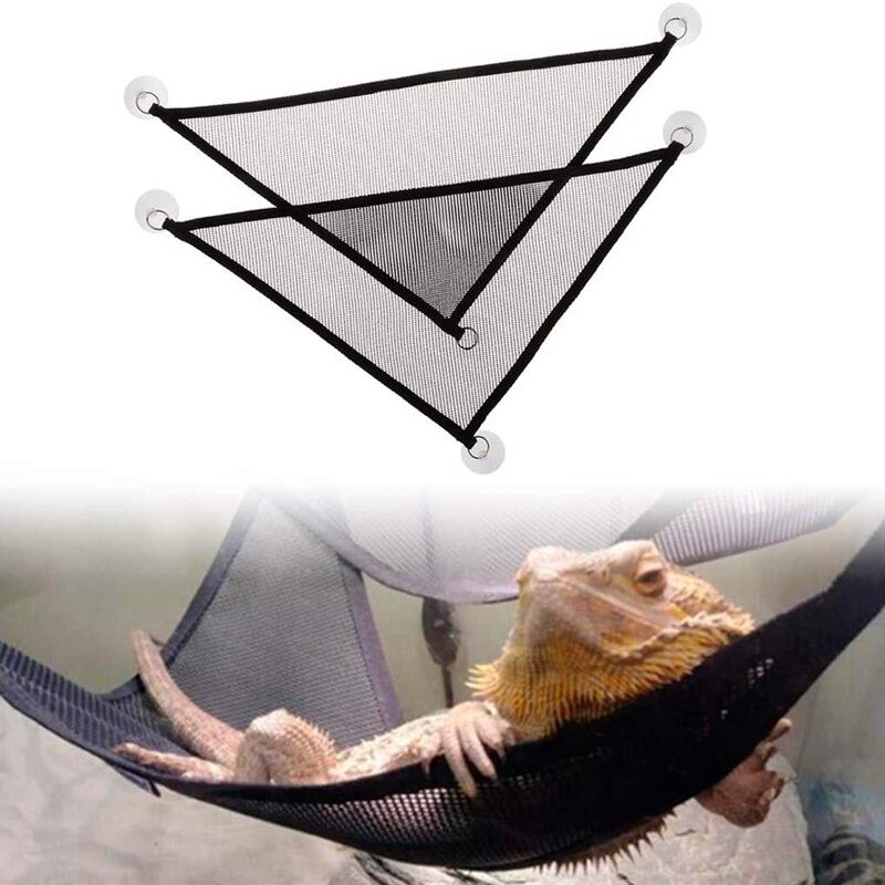 Hamaca para Reptiles, Reptiles, lagarto, esquinas triples, juguetes con ventosas, 4 piezas