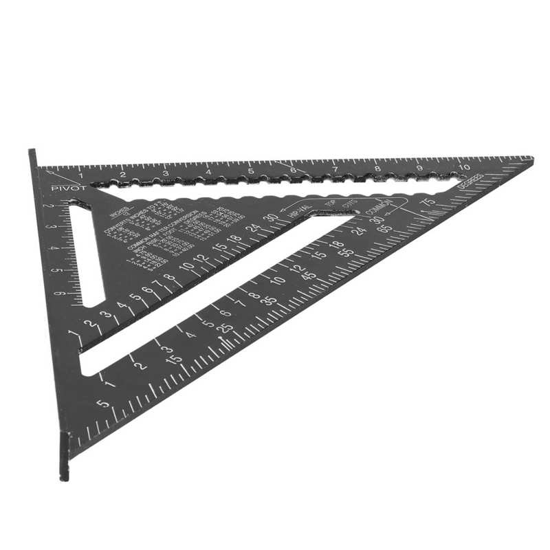 12in Aluminum Alloy Ruler Speed Black Quick Roofing Rafter Measure Tool