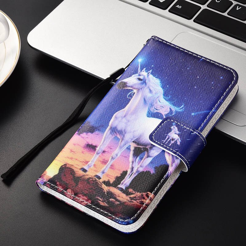 Coque For On Huawei Y9 FLA-LX1 FLA-LX2 FLA-LX3 Wallet Stand Flip Case For Huawei Y9 Cute Capai Y9 Phone Cover: Unicorn
