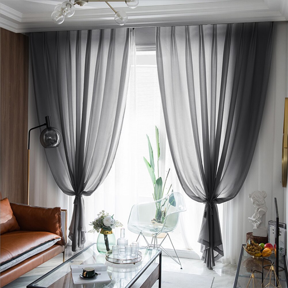 Sheer Window Curtains Tulle Voile Home Fabric Drapes for Living Room Study Bedroom Kitchen