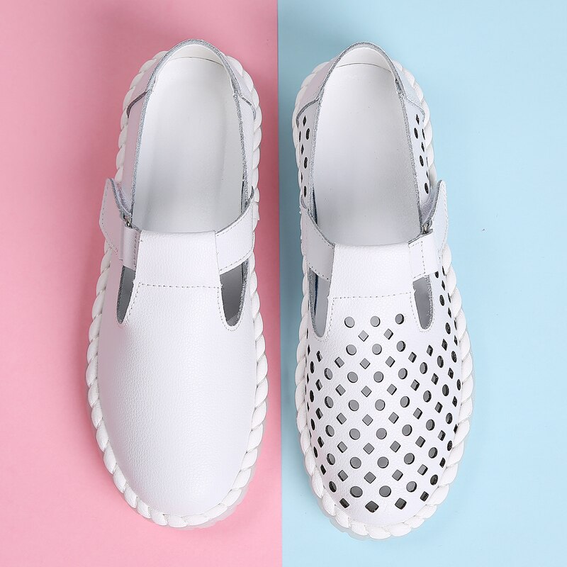 Woman Walking Shoes Female Moccasin Soft Round Toe Dress Flats Women Fall Small Microfiber Leather Nurse Summer Outdoor Footwear