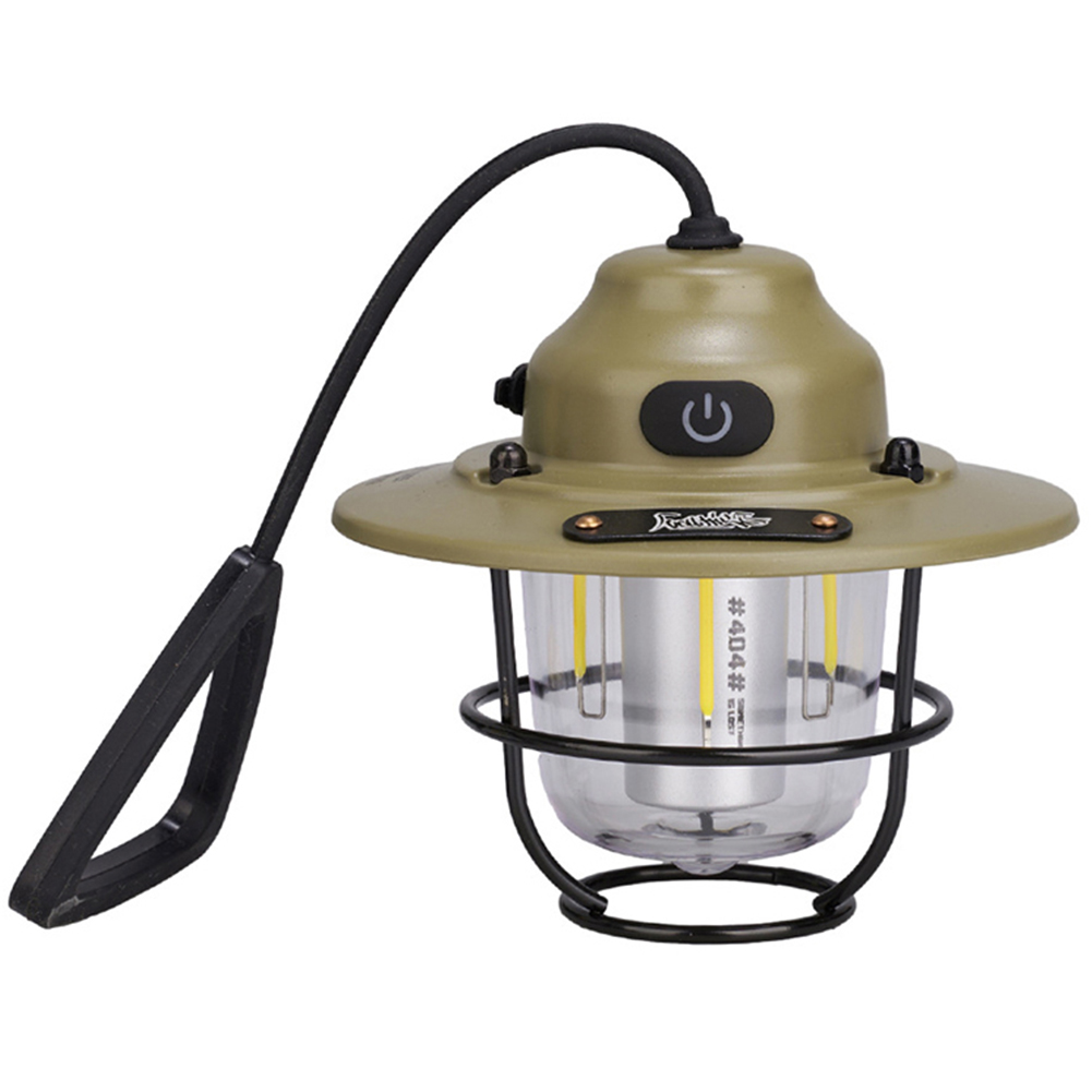 Retro Draagbare Camping Lantaarn Waterdichte Tent Hanglamp Met Haak Traploos Dimmen Licht Camping Noodverlichting Indicato: green