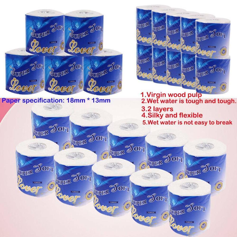5 Rolls 2 Ply Toilet Paper Bulk Rolls Bath Tissue Bathroom Soft Paper