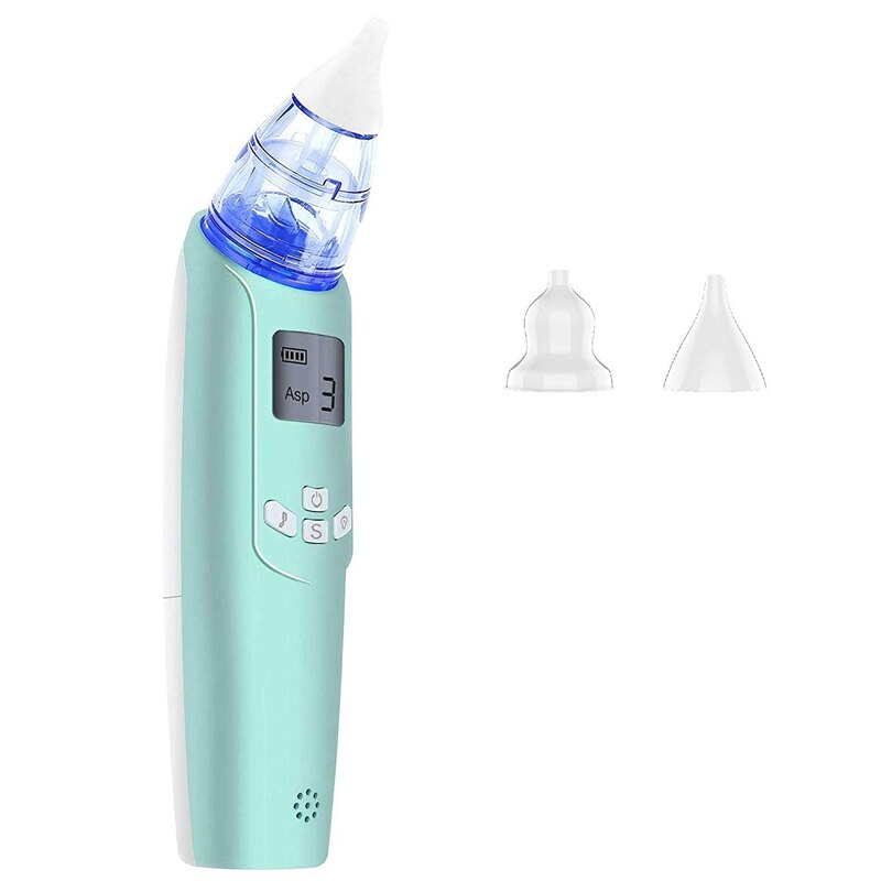 Electric Baby Nasal Suction Device - Battery Operated Nose Cleaner and Nose Suction Cup - Adjustable Settings and Reusable Tips