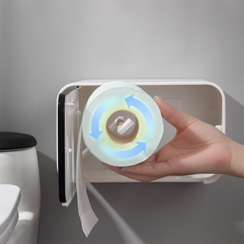 Toilet Paper Holder Towel Wall Mounted Storage Box Bathroom Accessories Tray Roll Tube Punch-Free Double-Layer