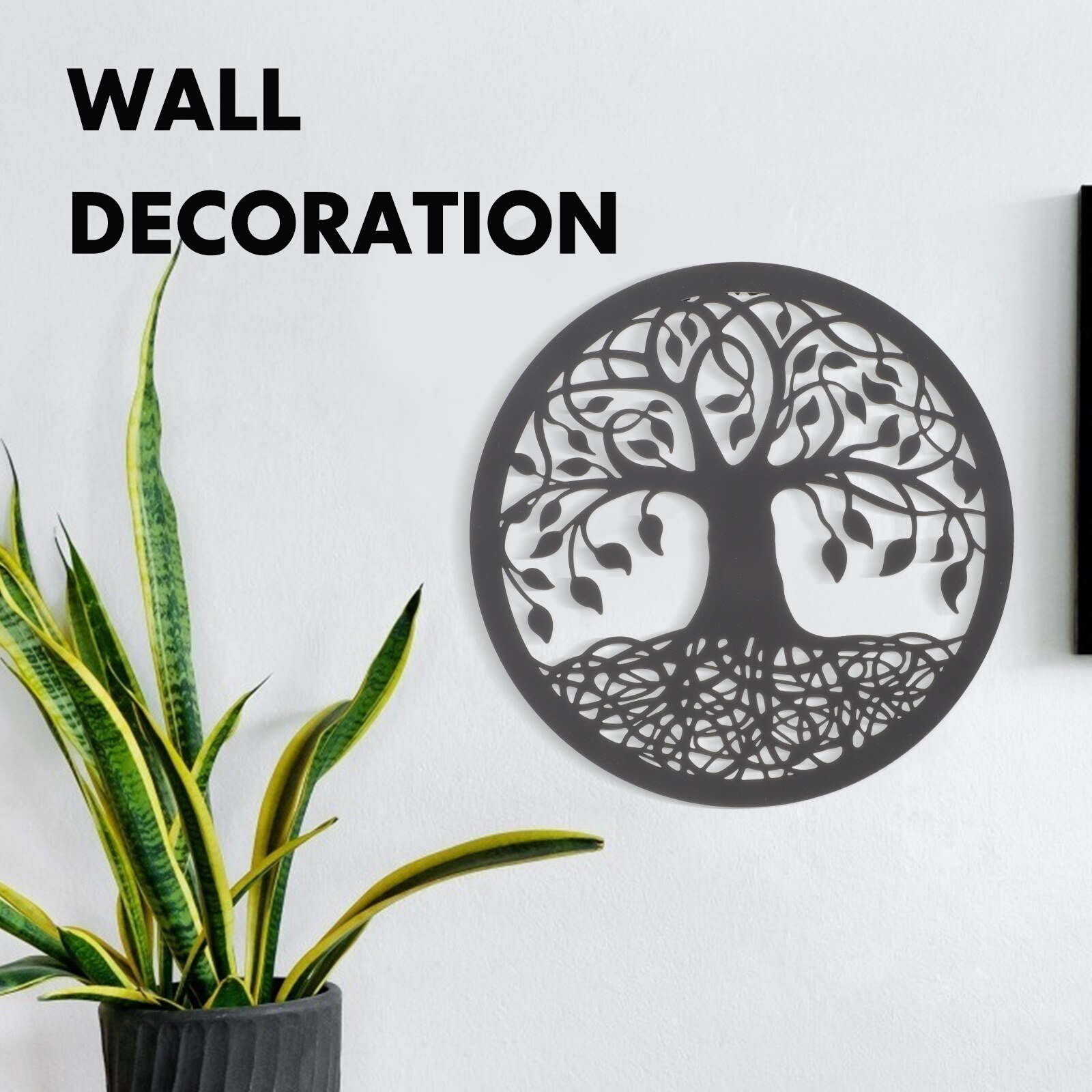 Outdoor Garden Wall Decor Circular Wall Ornament Plant Silhouette Wall Art Craft