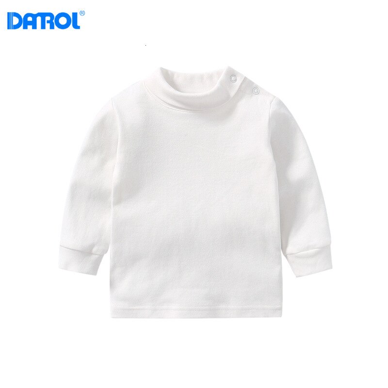 子供用長袖コットンtシャツ,下着,無地,キャンディーカラー,男の子と女の子用: white / 24M