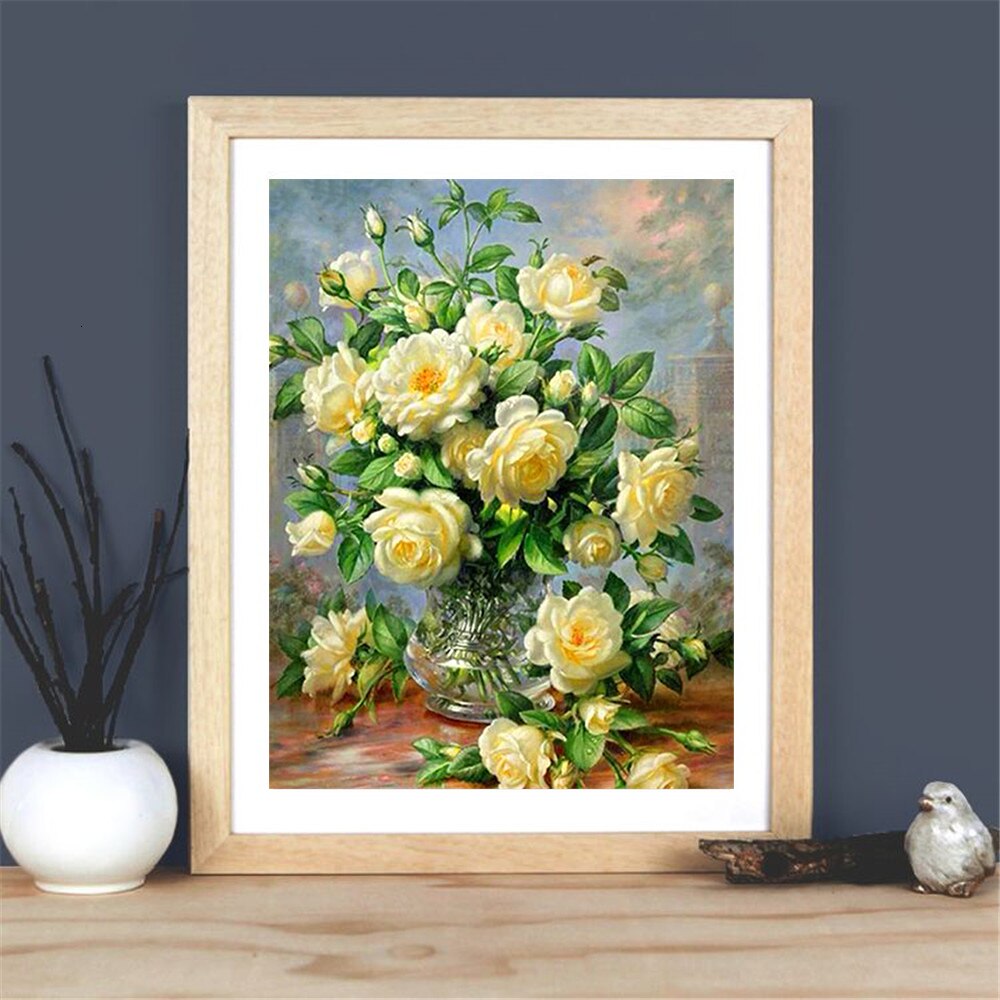 HUACAN – peinture de diamant 5D à mosaïque de pivoine, broderie de fleurs, point de croix, Kit d'artisanat, Art mural, bricolage