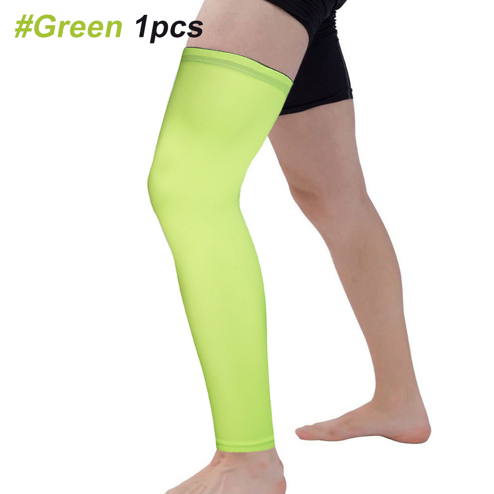 WEUPFLY 1 pz scaldamuscoli a compressione basket calcio calzini da ciclismo maniche al polpaccio UV scaldamuscoli da sole uomo donna: XXL / green